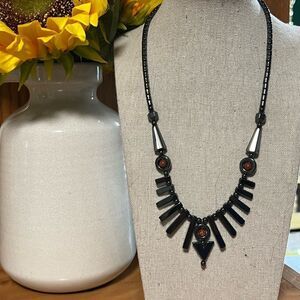 Elegant Black and Silver Necklace 19” #J3
